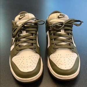 Nike Dunks Olive and White Low-Top Sneakers